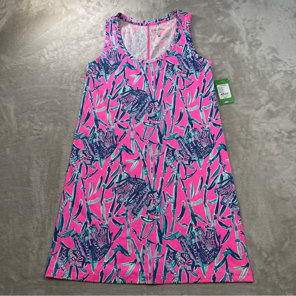 NWT Lilly Pulitzer Women's Sz Small Extra Lucky Raylee Dress Elephant Print Pima